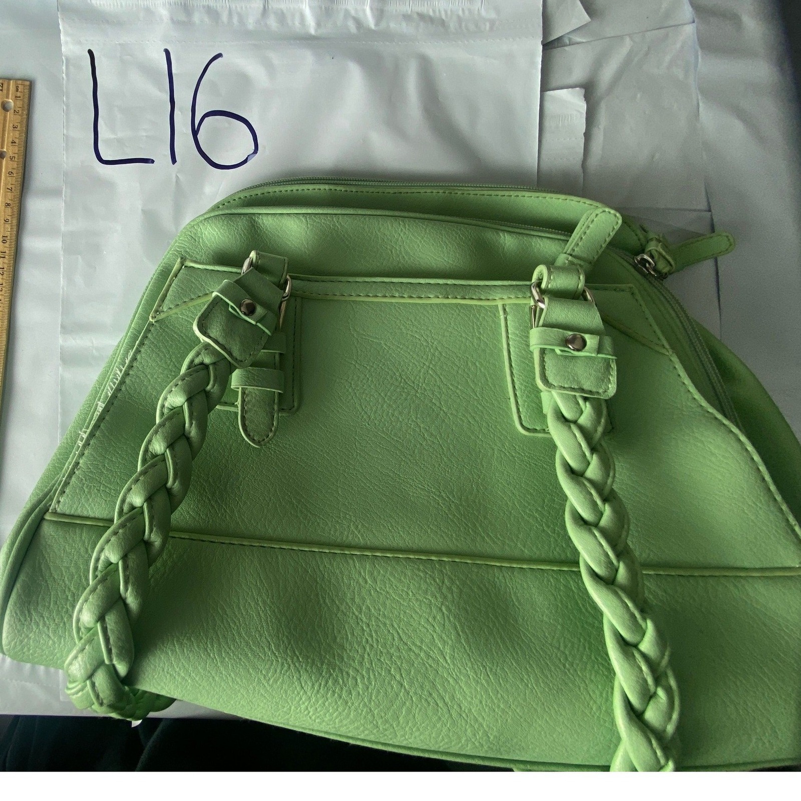 Lime Green Braided Shoulder Strap Handbag Medium